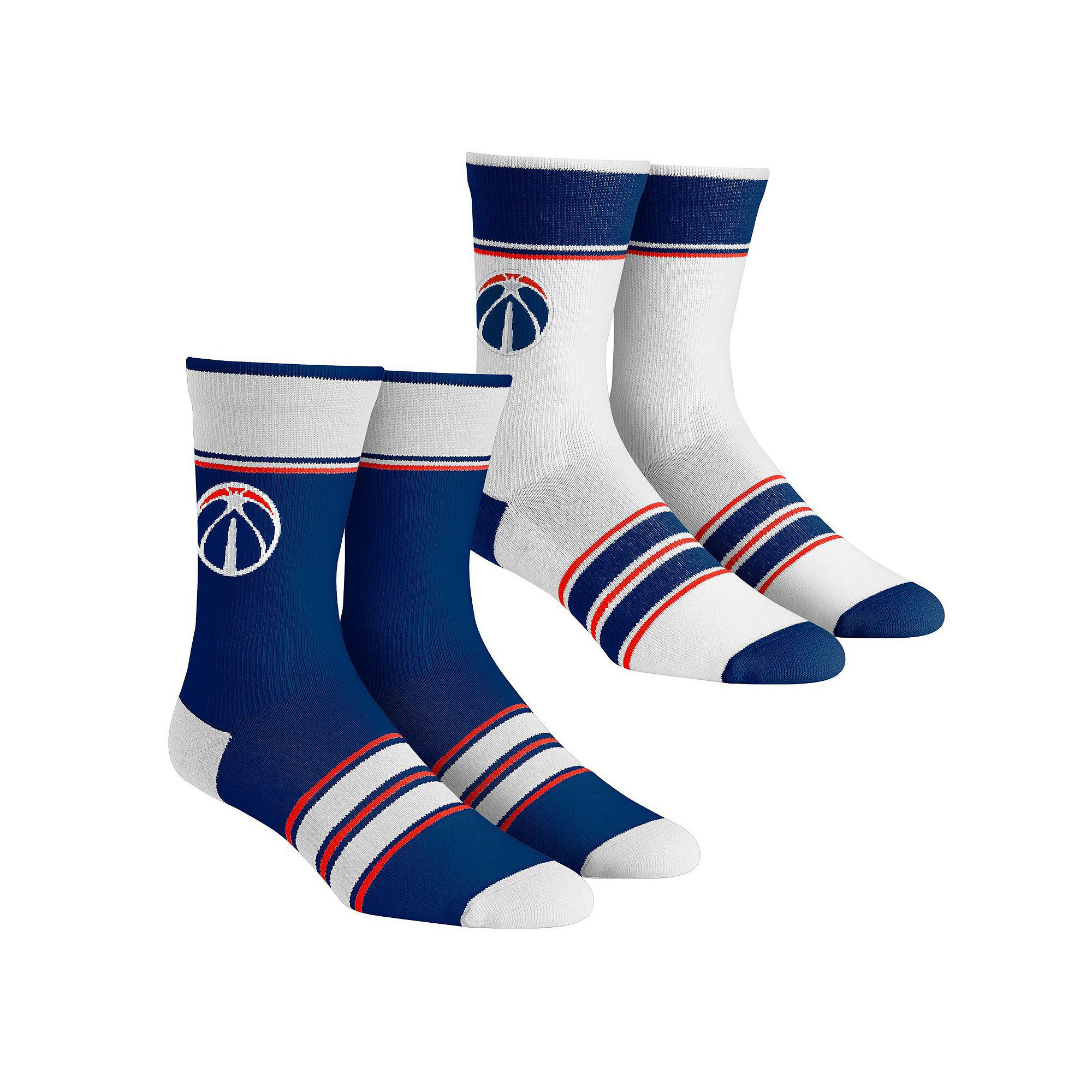 Unisex Rock Em Socks Washington Wizards Multi-Stripe 2-Pack Team Crew Sock 