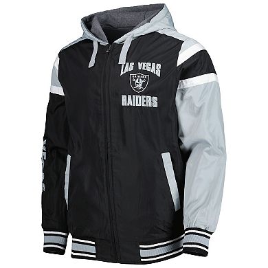 Men's G-III Sports by Carl Banks Black/Gray Las Vegas Raiders Extreme Full Back Reversible Hoodie Full-Zip Jacket