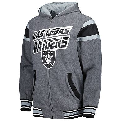 Men's G-III Sports by Carl Banks Black/Gray Las Vegas Raiders Extreme Full Back Reversible Hoodie Full-Zip Jacket