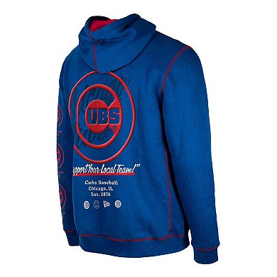 Men's New Era Royal Chicago Cubs Team Split Pullover Hoodie