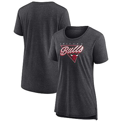 Women's Fanatics Branded Heathered Charcoal Chicago Bulls True Classics Tri-Blend T-Shirt