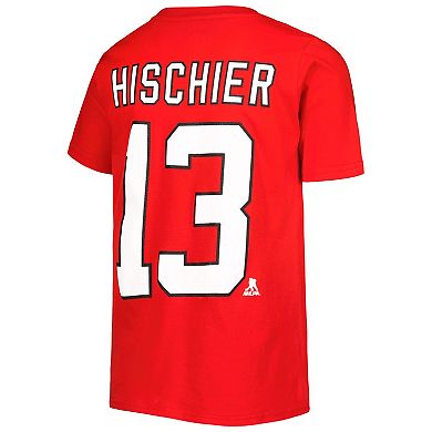 Youth Nico Hischier Red New Jersey Devils Captain Name & Number T-Shirt