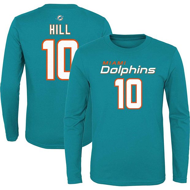 Youth Tyreek Hill Aqua Miami Dolphins Mainliner Player Name & Number Long  Sleeve T-Shirt