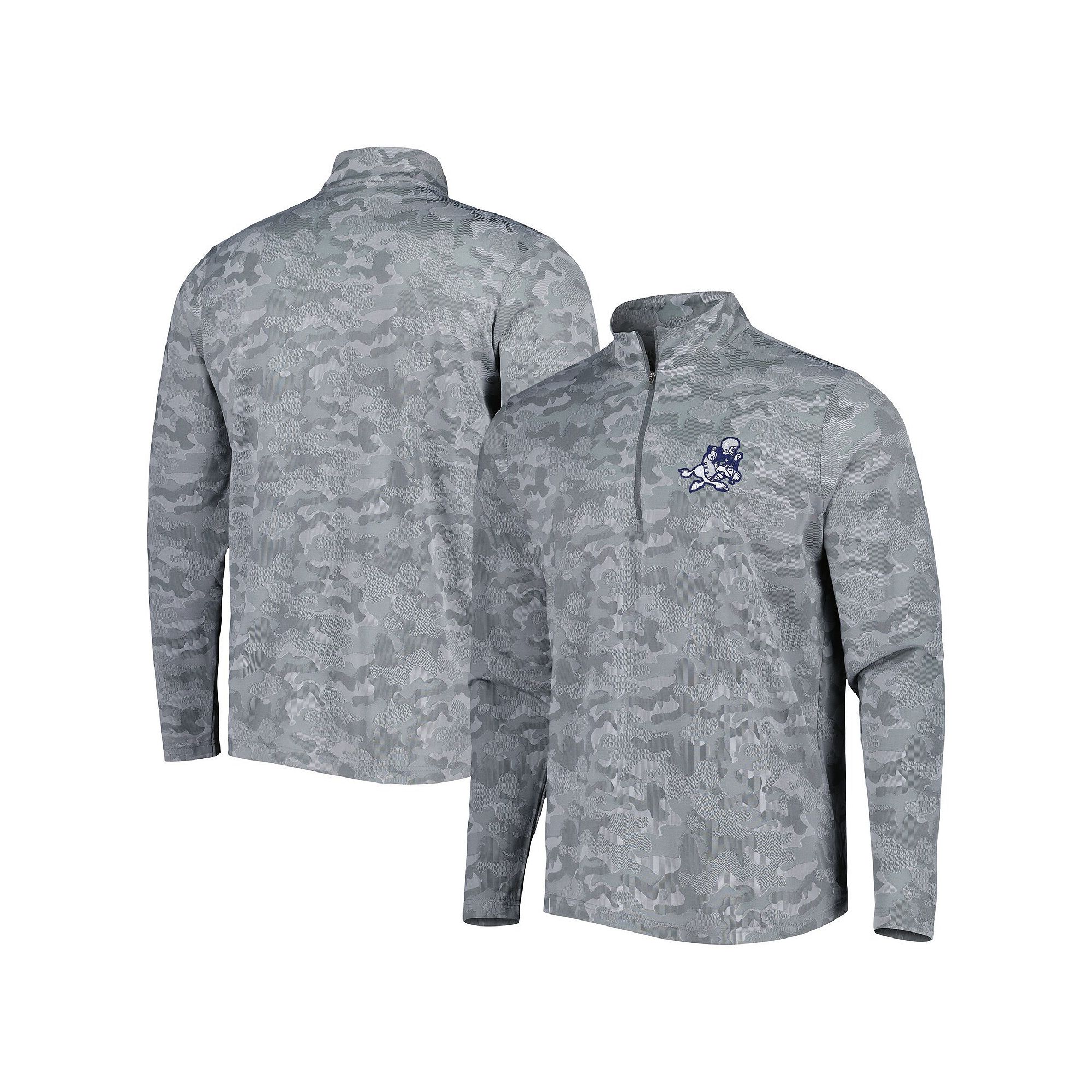 Mens Antigua Gray Dallas Cowboys Brigade Throwback Quarter-Zip Top, Size: 