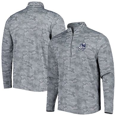 Men's Antigua Gray Dallas Cowboys Brigade Throwback Quarter-Zip Top