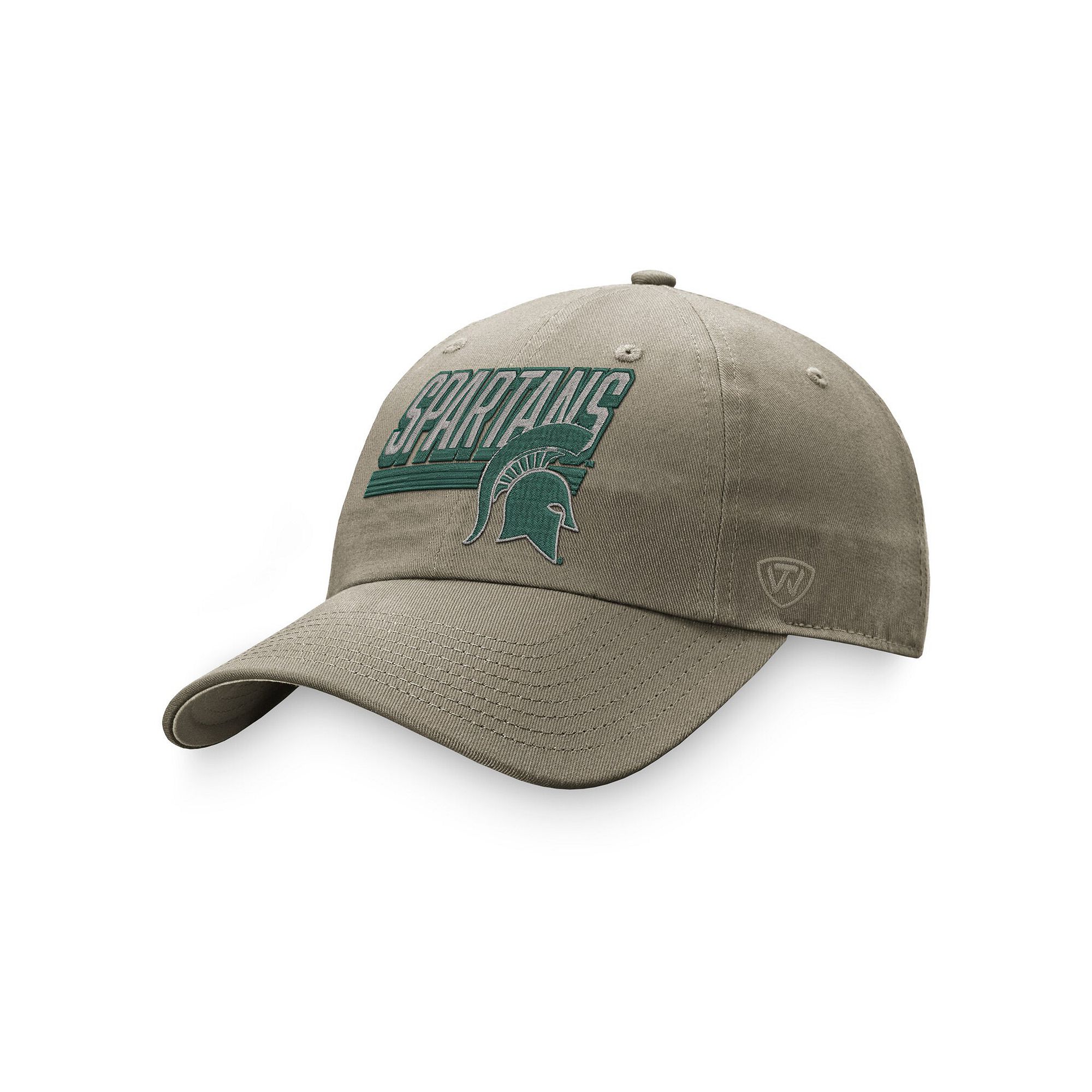 Mens Top of the World Khaki Michigan State Spartans Slice Adjustable Hat, 