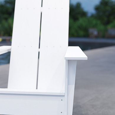 Merrick Lane Piedmont Modern 2 Slat Back All-Weather Poly Resin Wood Adirondack Chair in Gray