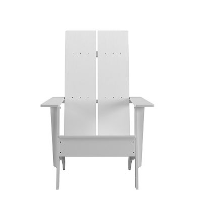 Merrick Lane Piedmont Modern 2 Slat Back All-Weather Poly Resin Wood Adirondack Chair in Gray
