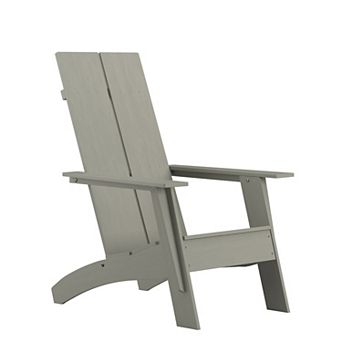 Merrick Lane Piedmont Modern 2 Slat Back All-Weather Poly Resin Wood Adirondack Chair in Gray