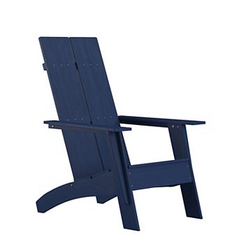 Merrick Lane Piedmont Modern 2 Slat Back All-Weather Poly Resin Wood Adirondack Chair in Gray