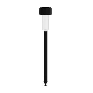 Merrick Lane Set of 12 Stainless Steel LED Solar Landscape Lights, Weather Resistant Outdoor Solar Powered Lights for Pathway, Garden, & Yard