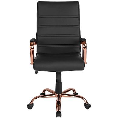 Merrick Lane Milano Contemporary High-Back White Faux Leather Home Office Chair