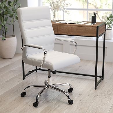 Merrick Lane Milano Contemporary High-Back White Faux Leather Home Office Chair