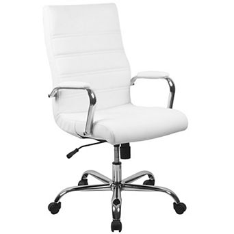 Merrick Lane Milano Contemporary High-Back White Faux Leather Home Office Chair