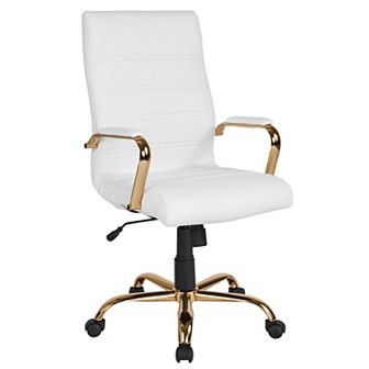Merrick Lane Milano Contemporary High-Back White Faux Leather Home Office Chair
