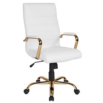 Merrick Lane Milano Contemporary High-Back White Faux Leather Home Office Chair