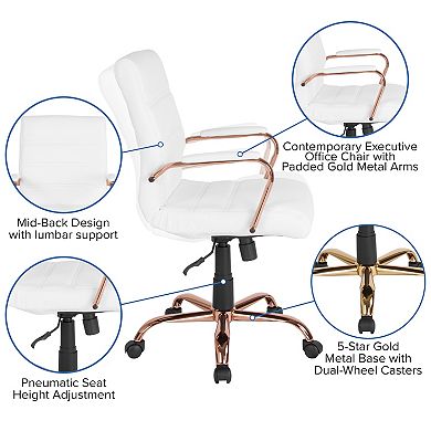 Merrick Lane Milano Contemporary Mid-Back Faux Leather Home Office Chair