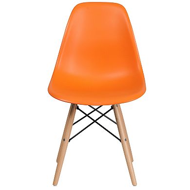Merrick Lane Elton Series Peach Polypropylene Accent Chair with Metal Braced Wooden Legs