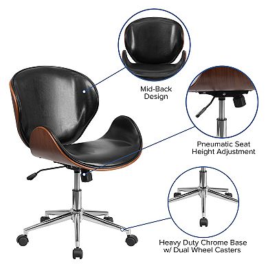 Merrick Lane Roisin Office Chair White Faux Leather Mid-Back Ergonomic Executive Swivel Office Chair With Tilt-Lock and Tilt Tension Controls