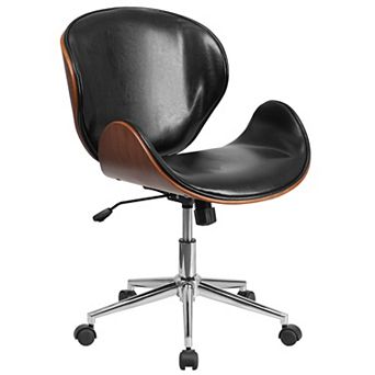 Merrick Lane Roisin Office Chair White Faux Leather Mid-Back Ergonomic Executive Swivel Office Chair With Tilt-Lock and Tilt Tension Controls