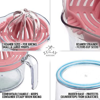 Zulay 3-in-1 Citrus Juicer Reamer Cup - Includes 2 Reamers, Strainer & Measuring Cup with Handle