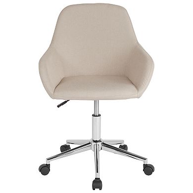 Merrick Lane Roma Home Office Bucket Style Chair with Gray Faux Leather Upholstery and 360 Degree Rotating Swivel On Chrome Frame