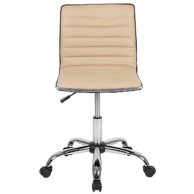 Merrick Lane Amelie Home Office Chair Ergonomic Light Gray Ribbed Low Back and Seat Armless Contemporary Computer Desk Chair with Chrome Border