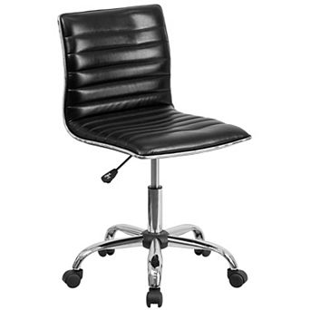 Merrick Lane Amelie Home Office Chair Ergonomic Light Gray Ribbed Low Back and Seat Armless Contemporary Computer Desk Chair with Chrome Border