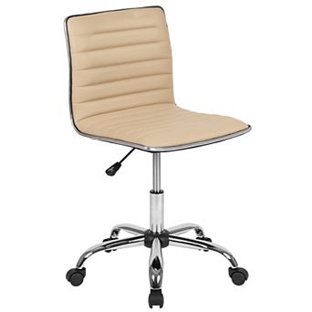 Merrick Lane Amelie Home Office Chair Ergonomic Light Gray Ribbed Low Back and Seat Armless Contemporary Computer Desk Chair with Chrome Border