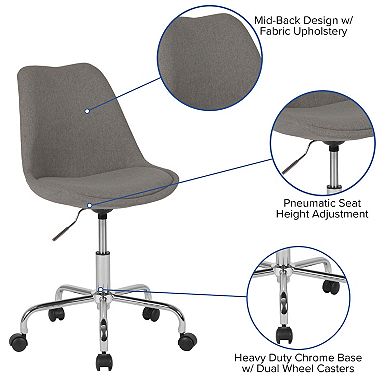 Merrick Lane Marilyn Swivel Office Chair with Height Adjustable Swivel Seat in Stylish Pink Fabric Upholstery