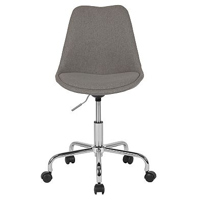 Merrick Lane Marilyn Swivel Office Chair with Height Adjustable Swivel Seat in Stylish Pink Fabric Upholstery