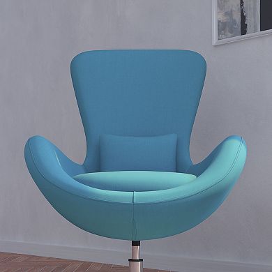 Merrick Lane Soro High Back Egg Style Lounge Chair in Orange Fabric Upholstery With 360° Swivel Chrome Base