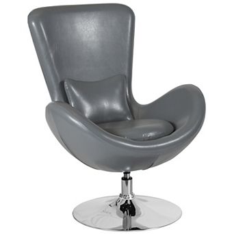 Merrick Lane Soro High Back Egg Style Lounge Chair in Orange Fabric Upholstery With 360° Swivel Chrome Base