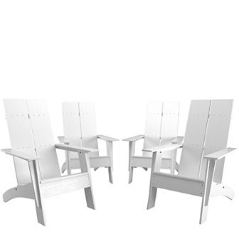 Merrick Lane Set of 4 Piedmont Modern All-Weather Poly Resin Wood Adirondack Chairs