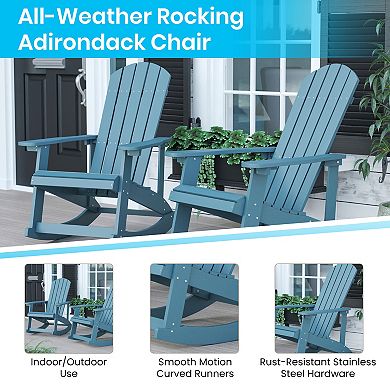 Merrick Lane 2PK All-Weather Polyresin Adirondack Rocking Chairs for Outdoor Use