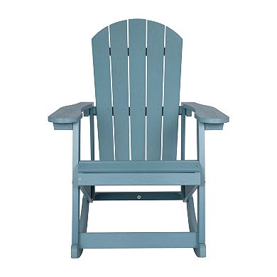 Merrick Lane 2PK All-Weather Polyresin Adirondack Rocking Chairs for Outdoor Use
