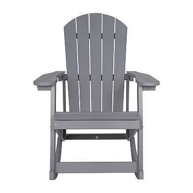 Merrick Lane Set of 2 Atlantic All-Weather Polyresin Adirondack Rocking Chair with Vertical Slats in Gray
