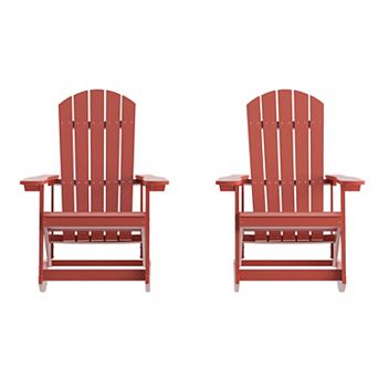Merrick Lane 2 pk All-Weather Polyresin Adirondack Rocking Chairs for Outdoor Use