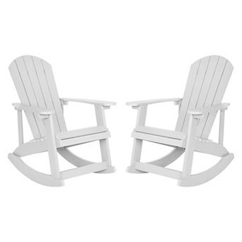 Merrick Lane 2 pk All-Weather Polyresin Adirondack Rocking Chairs for Outdoor Use