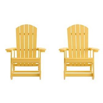 Merrick Lane 2 pk All-Weather Polyresin Adirondack Rocking Chairs for Outdoor Use