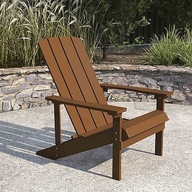 Merrick Lane Riviera Teak Adirondack Patio Chair With Vertical Lattice Back And Weather Resistant Frame