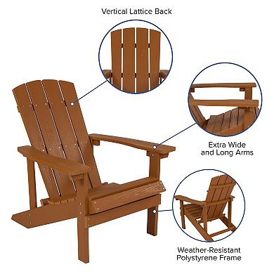 Merrick Lane Riviera Teak Adirondack Patio Chair With Vertical Lattice Back And Weather Resistant Frame