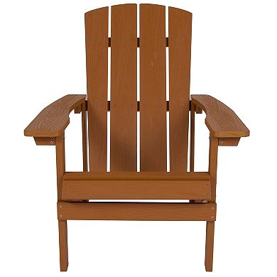 Merrick Lane Riviera Teak Adirondack Patio Chair With Vertical Lattice Back And Weather Resistant Frame