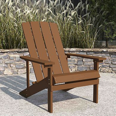 Merrick Lane Riviera Teak Adirondack Patio Chair With Vertical Lattice Back And Weather Resistant Frame