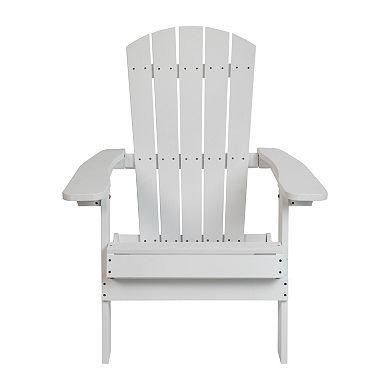 Merrick Lane Set of 4 Riviera Poly Resin Folding Adirondack Lounge Chair - All-Weather Indoor/Outdoor Patio Chair