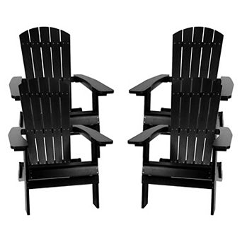 Merrick Lane Set of 4 Riviera All-Weather Poly Resin Folding Adirondack All-Weather Chairs