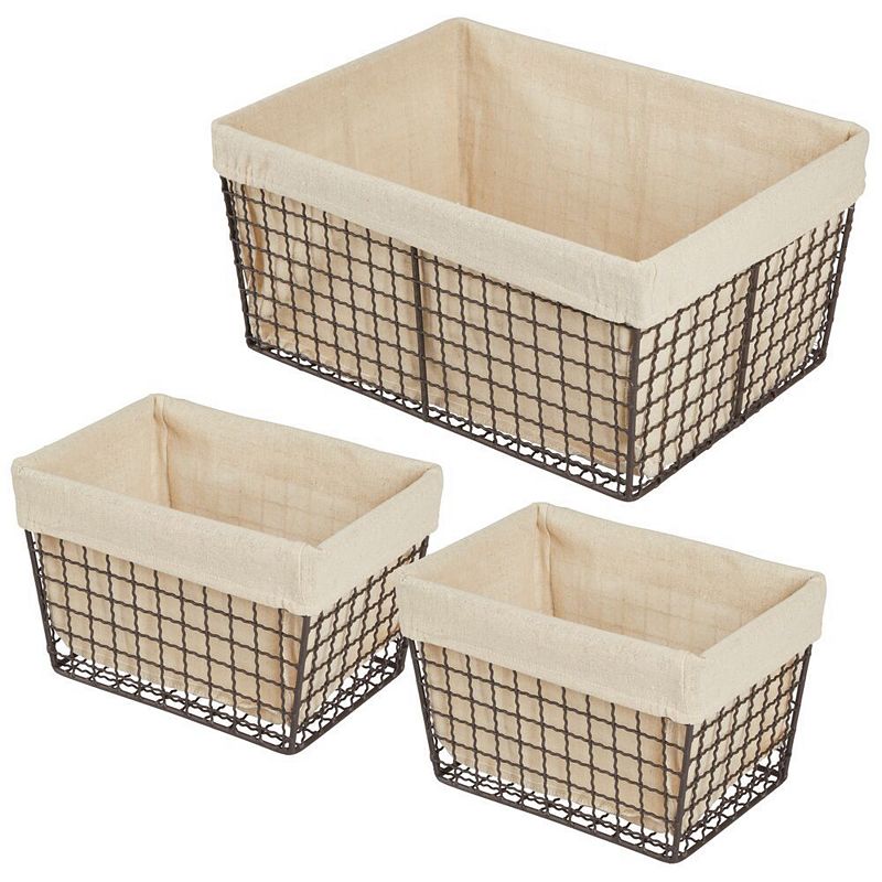 Foldable Storage Bins, Fabric Cubes (Cream, 16.2 x 10 x 12 in, 3