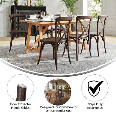 Merrick Lane Davisburg Stackable Mahogany Wooden Cross Back Bistro Dining Chair