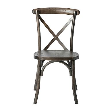 Merrick Lane Davisburg Stackable Early American Wooden Cross Back Bistro Dining Chair