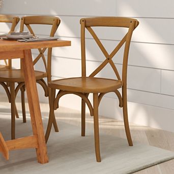 Merrick Lane Davisburg Stackable Early American Wooden Cross Back Bistro Dining Chair